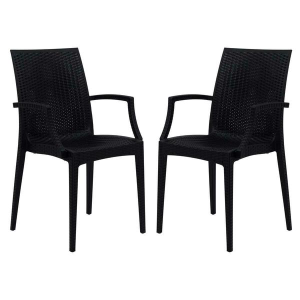 Kd Americana 35 x 16 in. Weave Mace Indoor & Outdoor Chair with Arms, Black, 2PK KD3033021